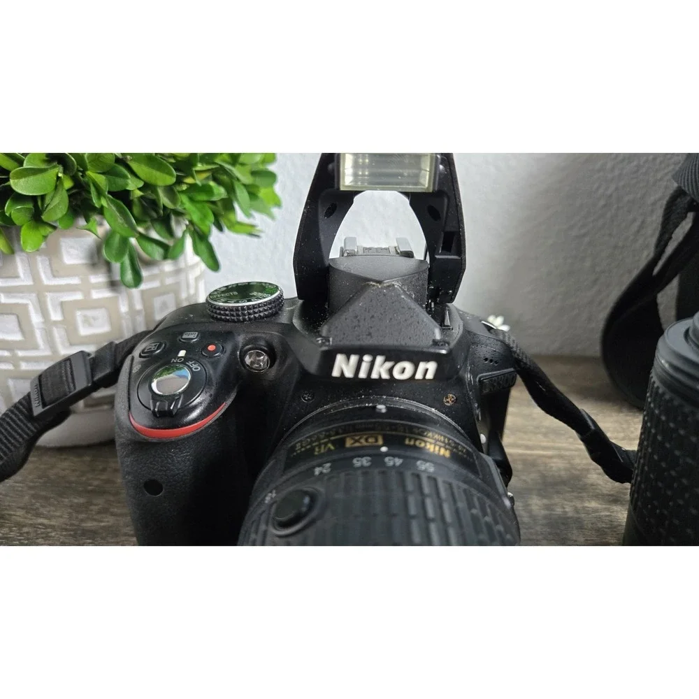 Nikon D3300 DSLR Camera Kit 18-55mm VR II 55-200mm VR II 2 Batteries Charger Bag